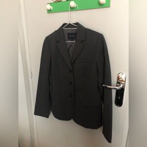 BANANA REPUBLIC BR Blazer Jacket Womens 6 Grey Gray Striped 95% Wool NEW NWOT